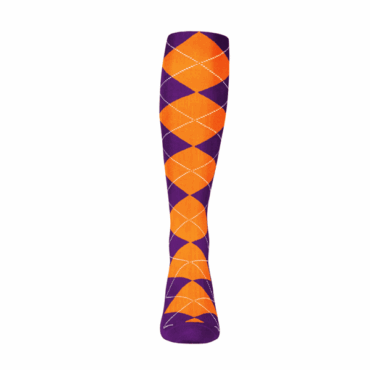 Mens Over the Calf Argyle Sock Purple and Orange 360 View