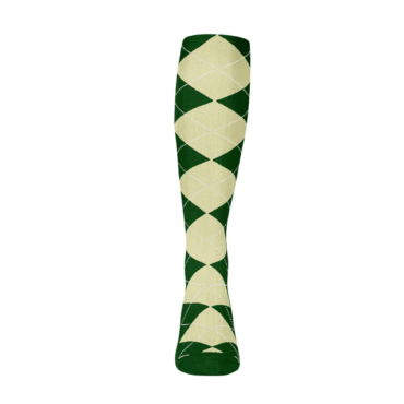 Mens Over the Calf Argyle Sock Dark Green and Natural 360 View
