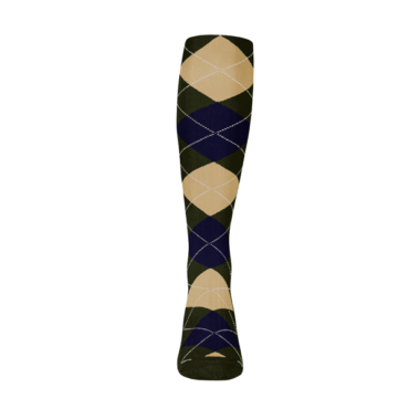 Mens Over the Calf Argyle Sock Olive, Navy and Khaki 360 View