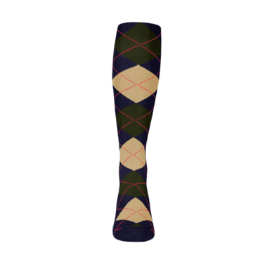 Mens Over the Calf Argyle Sock Navy Blue, Khaki and Olive 360 View
