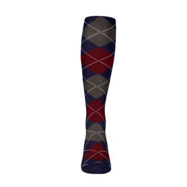 Mens Over the Calf Argyle Sock Navy, Maroon and Charcoal 360 View