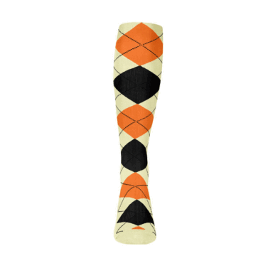 Mens Over the Calf Argyle Sock Natural, Black and Orange 360 View
