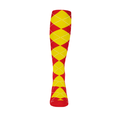 Mens Over the Calf Argyle Sock Red and Yellow 360 View