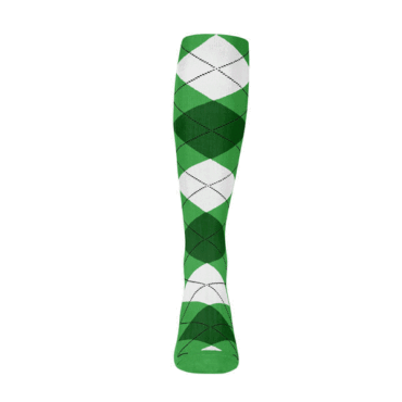 Mens Over the Calf Argyle Sock Lime, Dark Green and White 360 View