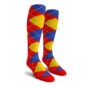Mens Over the Calf Argyle Socks Red, Yellow and Royal Blue