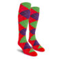 Mens Over the Calf Argyle Socks Red, Purple and Lime