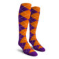 Mens Over the Calf Argyle Socks Purple and Orange