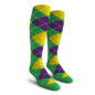Mens Over the Calf Argyle Socks Lime Green, Purple and Yellow