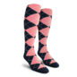 Mens Over the Calf Argyle Socks Navy and Pink