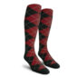 Mens Over the Calf Argyle Socks Black and Maroon