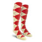 Mens Over the Calf Argyle Socks Natural and Red