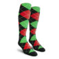 Mens Over the Calf Argyle Socks Black, Red and Lime