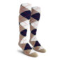 Mens Over the Calf Argyle Socks Taupe, Navy and White