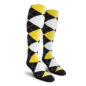 Mens Over the Calf Argyle Socks Black, Yellow and White