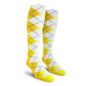 Mens Over the Calf Argyle Socks Yellow and White