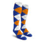 Mens Over the Calf Argyle Socks Royal Blue, White and Orange