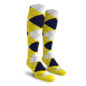 Mens Over the Calf Argyle Socks Yellow, Navy and White