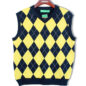 Mens Argyle Sweater Vest Navy and Yellow Front
