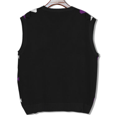 Mens Argyle Sweater Vest Black, Purple and White Back Just Black