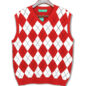 Mens Argyle Sweater Vest Red and White Front