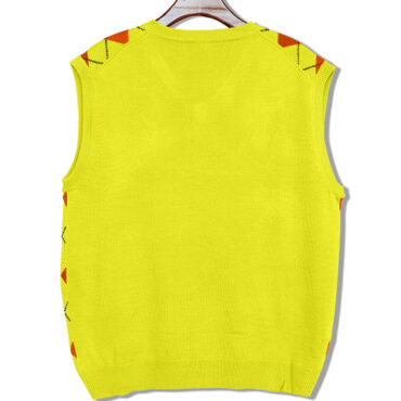 Mens Argyle Sweater Vest Yellow, Orange and White Back Just Yellow