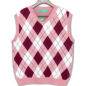 Mens Argyle Sweater Vest Pink, Maroon and White Front
