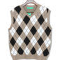 Mens Argyle Sweater Vest Taupe, Black and White Front