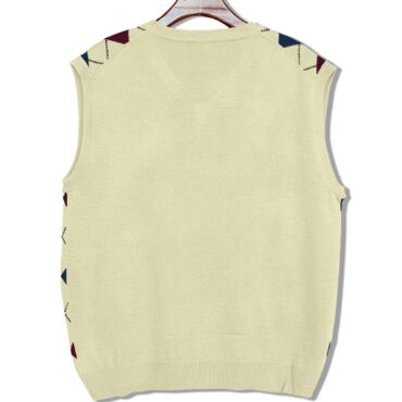 Mens Argyle Sweater Vest Natural, Navy and Maroon Back Solid Natural